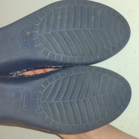 CROCS Women's "MABYN" Stripe Floral Mini Wedge Slingback Sandals size 6 peeptoe - Picture 4 of 9